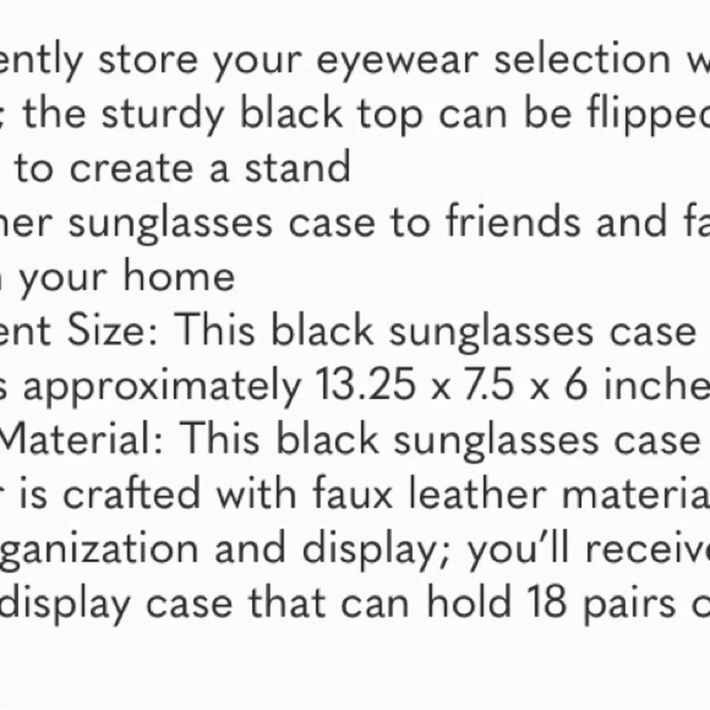Sunglasses Organizer Stand, 18 Slot Display Case
